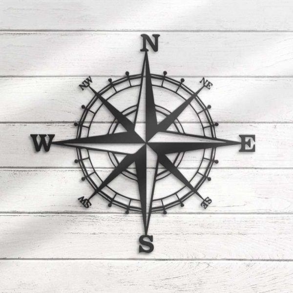 Metal Nautical Compass Sign Coordinates Sign Gift For Camper Hiker Climber Housewarming Gift