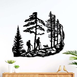 Mountain Hiking Metal Sign Pine Trees Sign Trekking Couple Gift Home Outdoor Decor 1