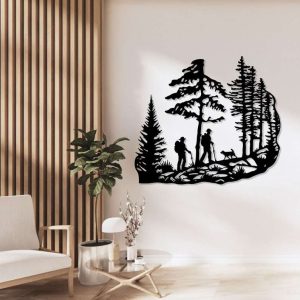 Mountain Hiking Metal Sign Pine Trees Sign Trekking Couple Gift Home Outdoor Decor 2