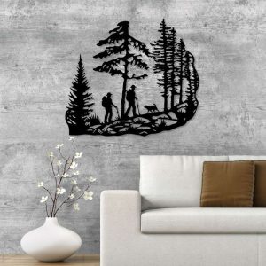 Mountain Hiking Metal Sign Pine Trees Sign Trekking Couple Gift Home Outdoor Decor 3