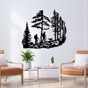 Mountain Hiking Metal Sign Pine Trees Sign Trekking Couple Gift Home Outdoor Decor 4