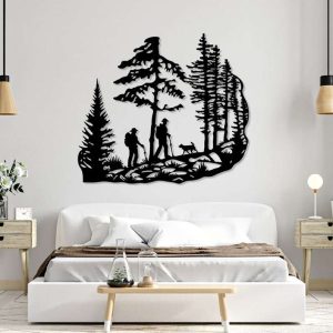 Mountain Hiking Metal Sign Pine Trees Sign Trekking Couple Gift Home Outdoor Decor 5