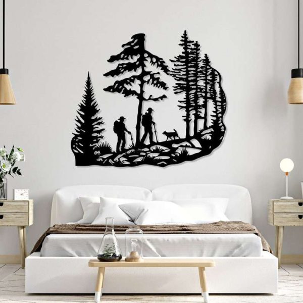 Mountain Hiking Metal Sign Pine Trees Sign Trekking Couple Gift Home Outdoor Decor