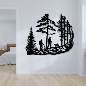 Mountain Hiking Metal Sign Pine Trees Sign Trekking Couple Gift Home Outdoor Decor 6