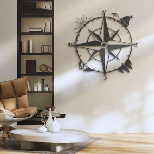 Nautical Compass Metal Sign Coordinates Sign Compass Rose Decoration Camper Hiker Climber Gifts Home Decor Housewarming Birthday Gifts 1