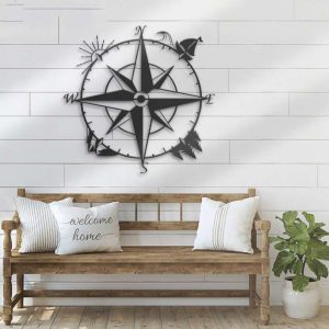 Nautical Compass Metal Sign Coordinates Sign Compass Rose Decoration Camper Hiker Climber Gifts Home Decor Housewarming Birthday Gifts 2