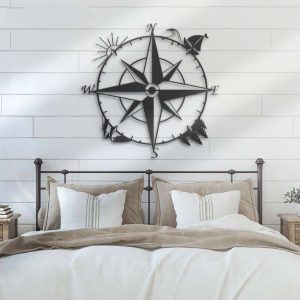 Nautical Compass Metal Sign Coordinates Sign Compass Rose Decoration Camper Hiker Climber Gifts Home Decor Housewarming Birthday Gifts 3