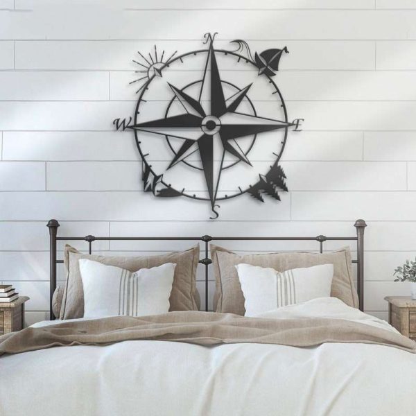 Nautical Compass Metal Sign Coordinates Sign Compass Rose Decoration Camper Hiker Climber Gifts Home Decor Housewarming Birthday Gifts