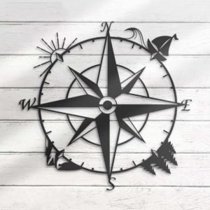 Nautical Compass Metal Sign Coordinates Sign Compass Rose Decoration Camper Hiker Climber Gifts Home Decor Housewarming Birthday Gifts 4