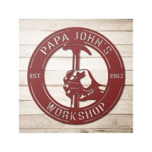 Papa Workshop Metal Sign Fathers Day Gifts Workshop Decor Garage Sign Gift For Grandpa, Dad, Papa