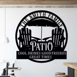 Patio Metal Sign Customized Family Name Patio Decor Backyard Lovable Sunset Beach Outdoor Decoration Housewarming Gift Pool Bar Signs 7