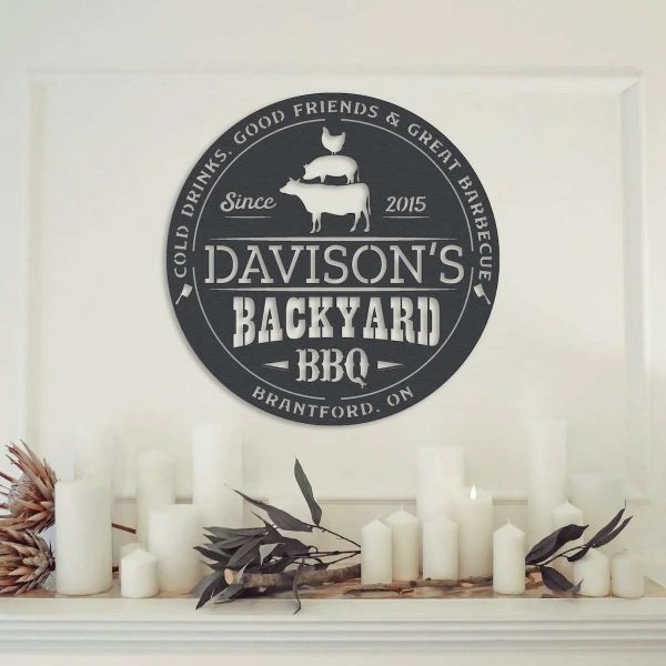 Peronalized Backyard Bar And Grill Sign BBQ Sign Barbecue Enthusiast Sign Outdoor Backyard Decor