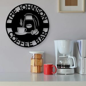 Personaized Coffee Bar Signs Last Name Sign Kitchen Decoration 3