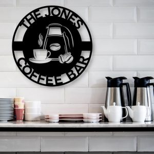Personaized Coffee Bar Signs Last Name Sign Kitchen Decoration 4