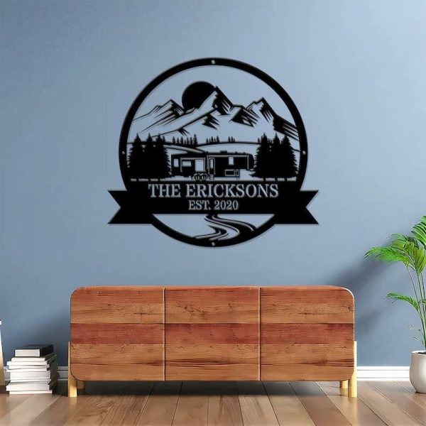 Personalized 5th Wheel Camper With Mountain Scenery Camper Decor Custom Metal Sign