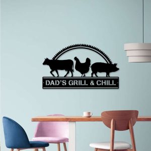 Personalized BBQ And Grill Sign Cow Chicken Pig Wall Decor Barbecue Sign Home Outdoor Patio Decor 3