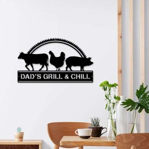 Personalized BBQ And Grill Sign Cow Chicken Pig Wall Decor Barbecue Sign Home Outdoor Patio Decor