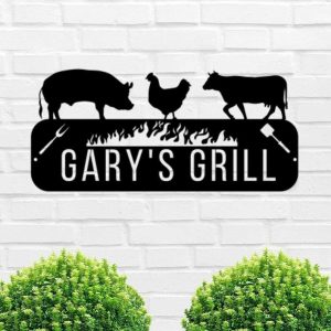 Personalized BBQ Metal Sign Grilling Sign BBQ Barbecue Sign Smokehouse Farnhouse Decor 1