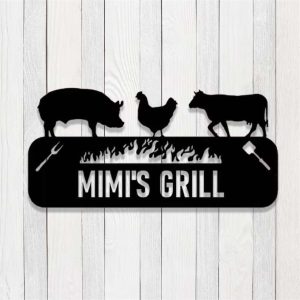 Personalized BBQ Metal Wall Art Sign Custom Barbecue Patio Sign for Outdoor Home Decor BBQ Grill Metal Sign and Perfect Gift for Dad