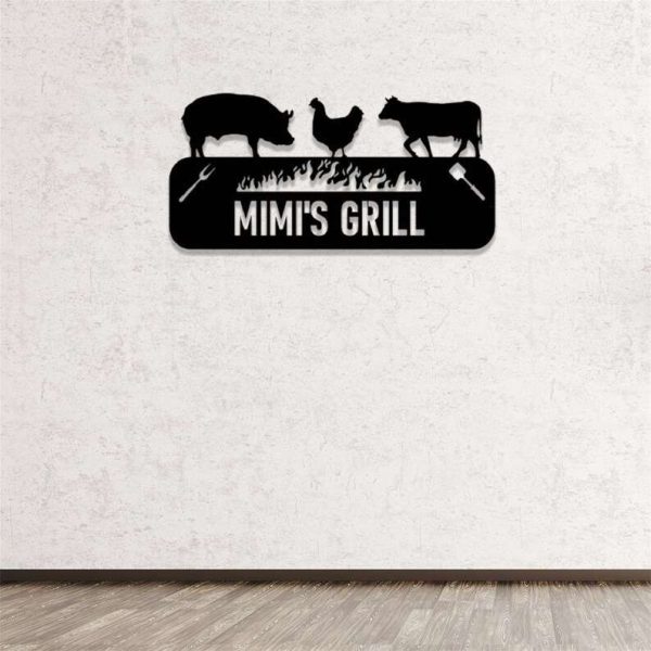 Personalized BBQ Metal Wall Art Sign Custom Barbecue Patio Sign for Outdoor Home Decor BBQ Grill Metal Sign and Perfect Gift for Dad