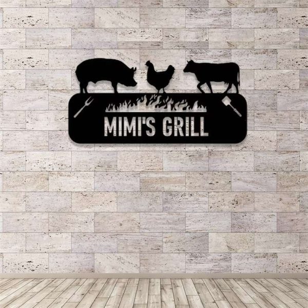 Personalized BBQ Metal Wall Art Sign Custom Barbecue Patio Sign for Outdoor Home Decor BBQ Grill Metal Sign and Perfect Gift for Dad