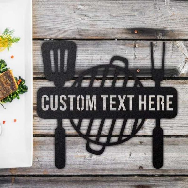 Personalized BBQ Sign Bar And Grill Sign Metal Grilling Sign Kitchen Home Decor Dad Mom Gifts