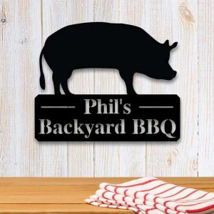 Personalized BBQ Sign Grill Sign Barbecue Sign Outdoor Kitchen Backyard Decor 1