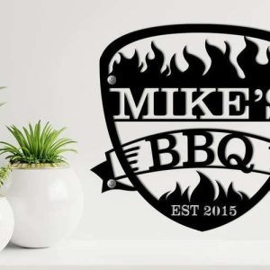 Personalized BBQ Sign Grill Sign Smoke Shack Sign Smokehouse Decor Home Outdoor Kitchen Backyard Decoration Gifts For Dad