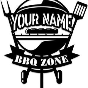 Personalized BBQ Zone Signs Grill Sign Barbecue Metal Sign Kitchen Decor Backyard Patio Deck Man Cave Decor