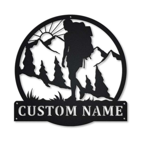 Personalized Backpacking Hiking Female Custom Metal Sign