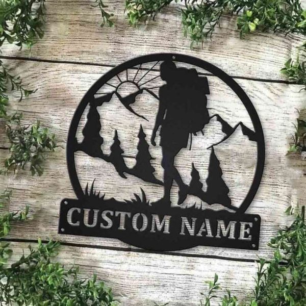 Personalized Backpacking Hiking Female Custom Metal Sign