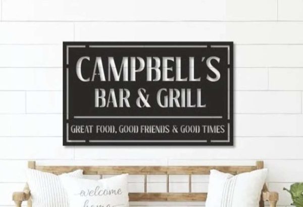 Personalized Backyard And Grill Metal Sign BBQ Sign Backyard Decor Backyard Bar Sign Housewarming Gift