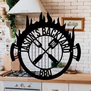 Personalized Backyard BBQ Metal Sign Smoker Grilling Area Decoration Gift for Grill Lover Gift for Dad 2