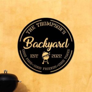 Personalized Backyard Bar And Grill Sign BBQ Sign Backyard Home Outdoor Decor