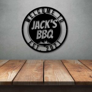 Personalized Backyard Bar And Grill Sign BBQ Sign Backyard Patio Home Decor 2