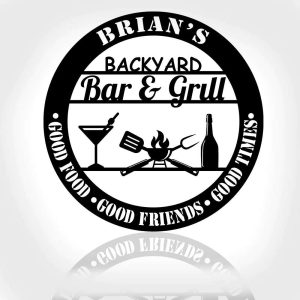 Personalized Backyard Bar And Grill Sign Kitchen BBQ Outdoor Sign Home Bar Pub Sign Tiki Bar Decor 1