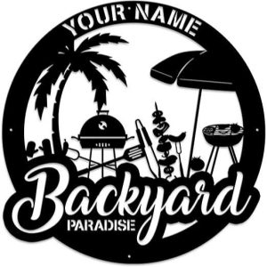 Personalized Backyard Sign Bar And Grill Sign Backyard Patio Deck Decor Housewarming Gifts