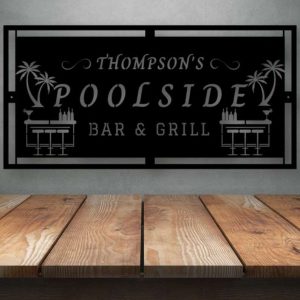 Personalized Bar And Grill Name Sign BBQ Sign Poolside Sign Patio Metal Sign Backyard Home Outdoor Decor Mom Dad Gifts 3