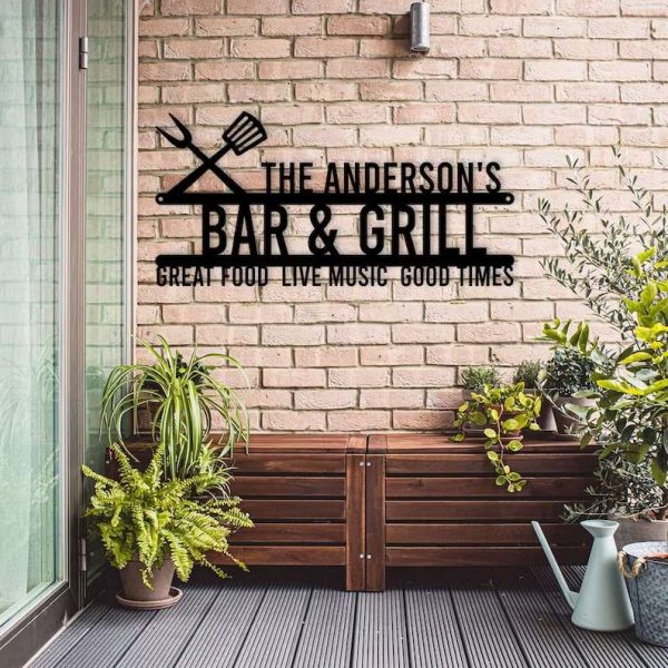 Personalized Bar And Grill Sign Grilling Gifts Sign BBQ Sign Kitchen Outdoor Decor