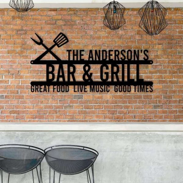 Personalized Bar And Grill Sign Grilling Gifts Sign BBQ Sign Kitchen Outdoor Decor