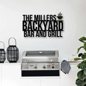 Personalized Bar And Grill Sign Outdoor Sign BBQ Sign Kitchen Decor Sign For Backyard Home Housewarming Gift 1