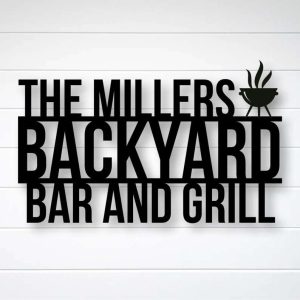 Personalized Bar And Grill Sign Outdoor Sign BBQ Sign Kitchen Decor Sign For Backyard Home Housewarming Gift 2