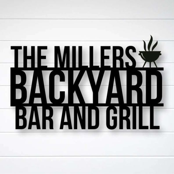 Personalized Bar And Grill Sign Outdoor Sign BBQ Sign Kitchen Decor Sign For Backyard Home Housewarming Gift