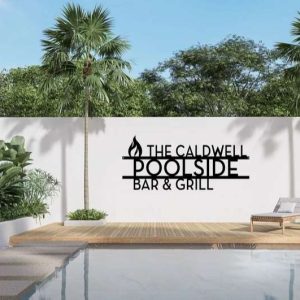 Personalized Bar And Grill Sign Poolside Sign Outdoor Patio Decor BBQ Grill Sign Grilling Gift Home Decor Housewarming Gift