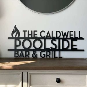 Personalized Bar And Grill Sign Poolside Sign Outdoor Patio Decor BBQ Grill Sign Grilling Gift Home Decor Housewarming Gift 2