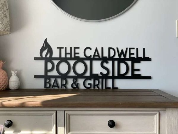 Personalized Bar And Grill Sign Poolside Sign Outdoor Patio Decor BBQ Grill Sign Grilling Gift Home Decor Housewarming Gift