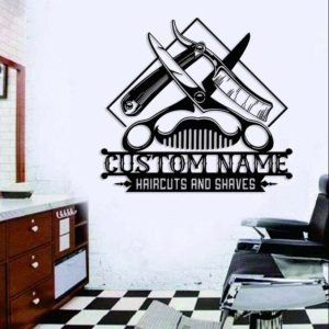 Personalized Barber Shop HairCuts and Shaves Hair Salon Business Custom Metal Sign 1 1