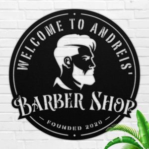 Personalized Barber Shop Sign Barber Shop Decor Hair Stylist Established Sign Barber Gifts 1