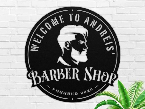 Personalized Barber Shop Sign Barber Shop Decor Hair Stylist Established Sign Barber Gifts