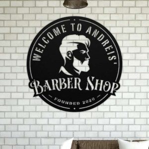 Personalized Barber Shop Sign Barber Shop Decor Hair Stylist Established Sign Barber Gifts 2